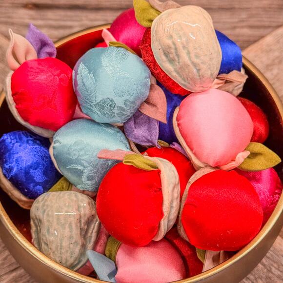 26 Vintage Handcrafted Ceramic and Fabric Faux Walnuts Decor-Bold/Bright Hues - Picture 4 of 10